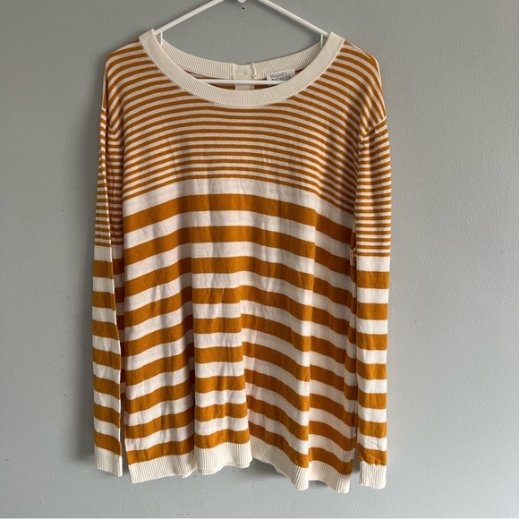 Market & Spruce Yellow White Striped Sweater Plus Sz 3X Lightweight Fall Soft - Picture 7 of 11